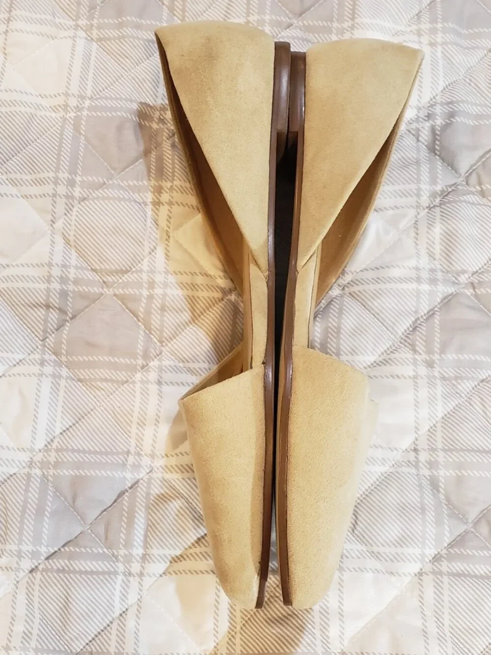 J.Crew Women's Zoe D'Orsay pointed toe flats in tan faux suede Size 10